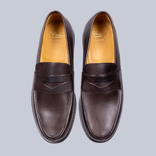 Brown Leather Rubber Sole Adonis Loafers