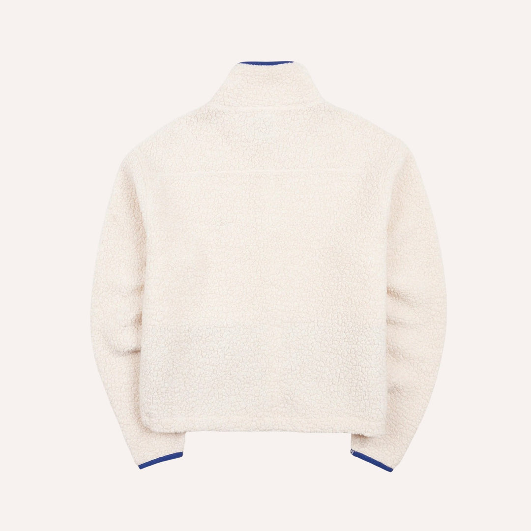 Ecru Boucle Wool Zip Fleece Jacket