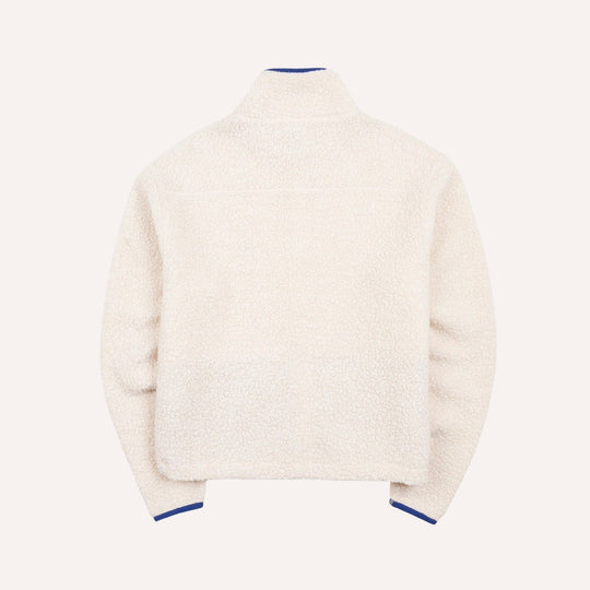 Ecru Boucle Wool Zip Fleece Jacket