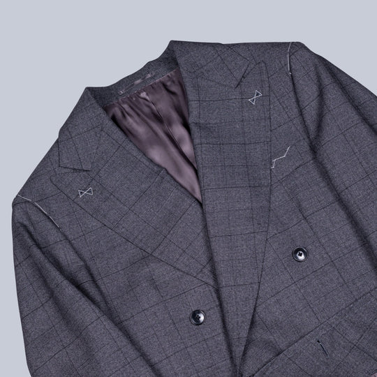Grey Checked Double Breasted Suit