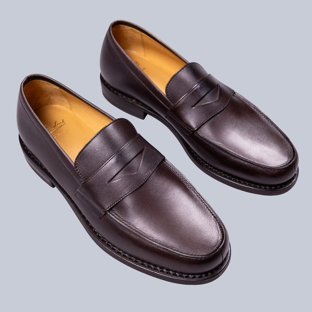 Brown Leather Rubber Sole Adonis Loafers