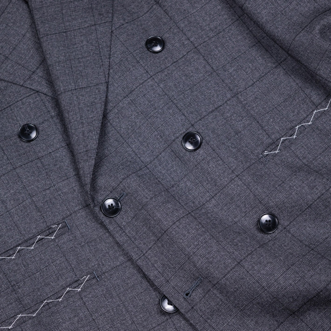 Grey Checked Double Breasted Suit