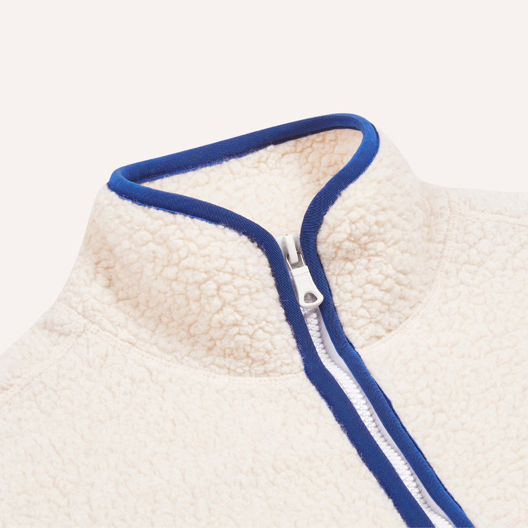 Ecru Boucle Wool Zip Fleece Jacket