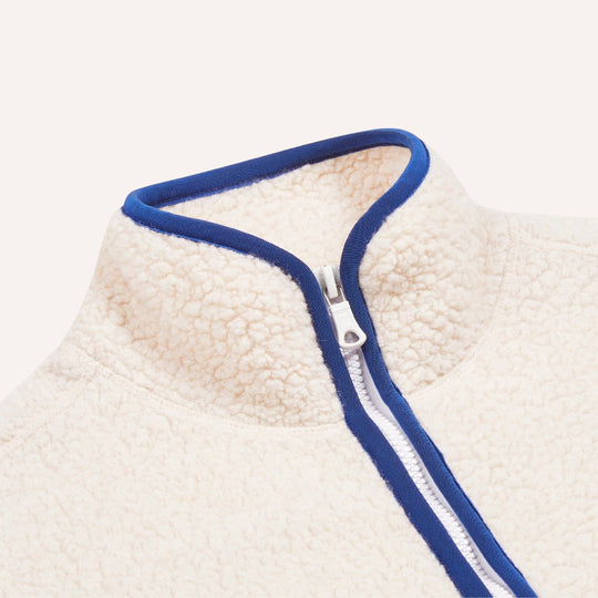 Ecru Boucle Wool Zip Fleece Jacket