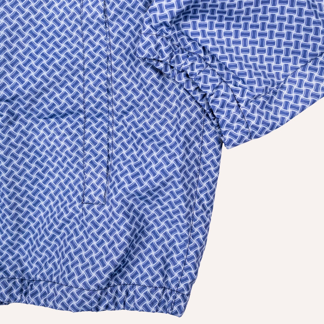 Navy Blue Patterned Windbreaker Jacket