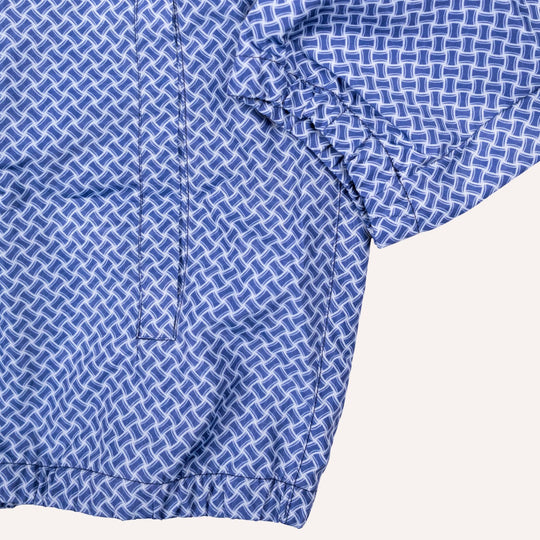 Navy Blue Patterned Windbreaker Jacket