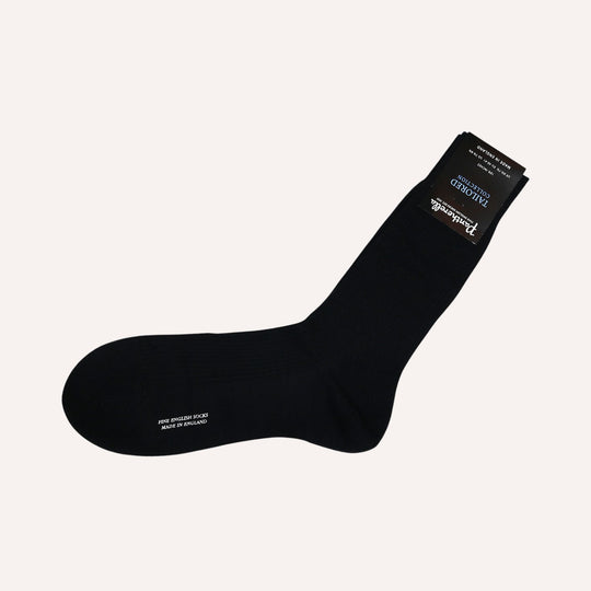 Black Ribbed Merino Wool Ankle Length Socks