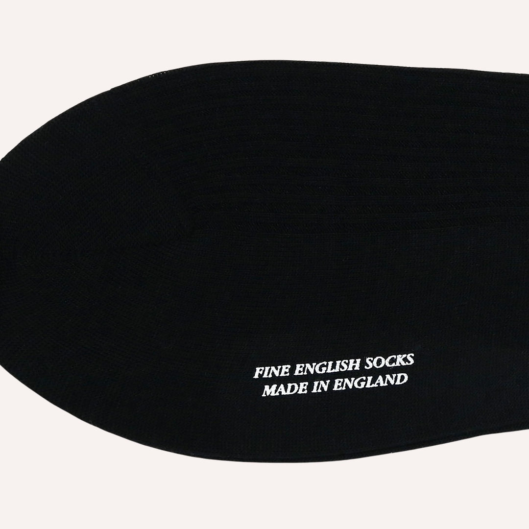 Black Ribbed Merino Wool Ankle Length Socks
