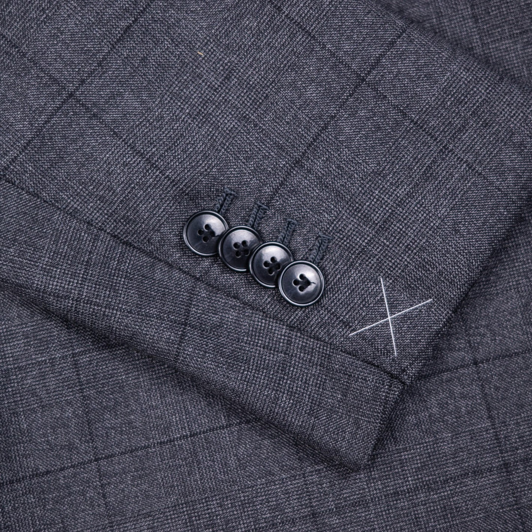 Grey Checked Double Breasted Suit