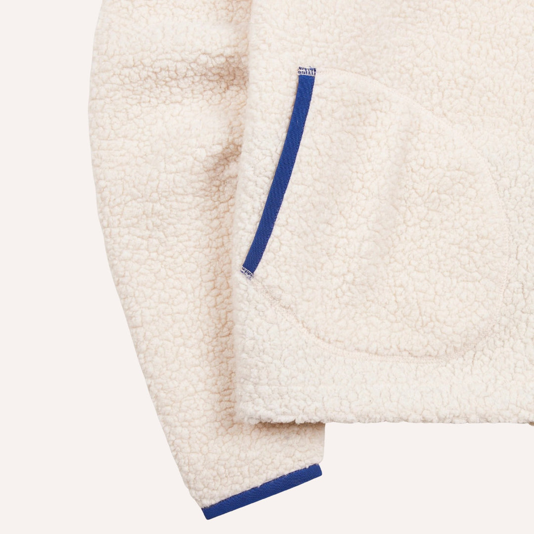 Ecru Boucle Wool Zip Fleece Jacket