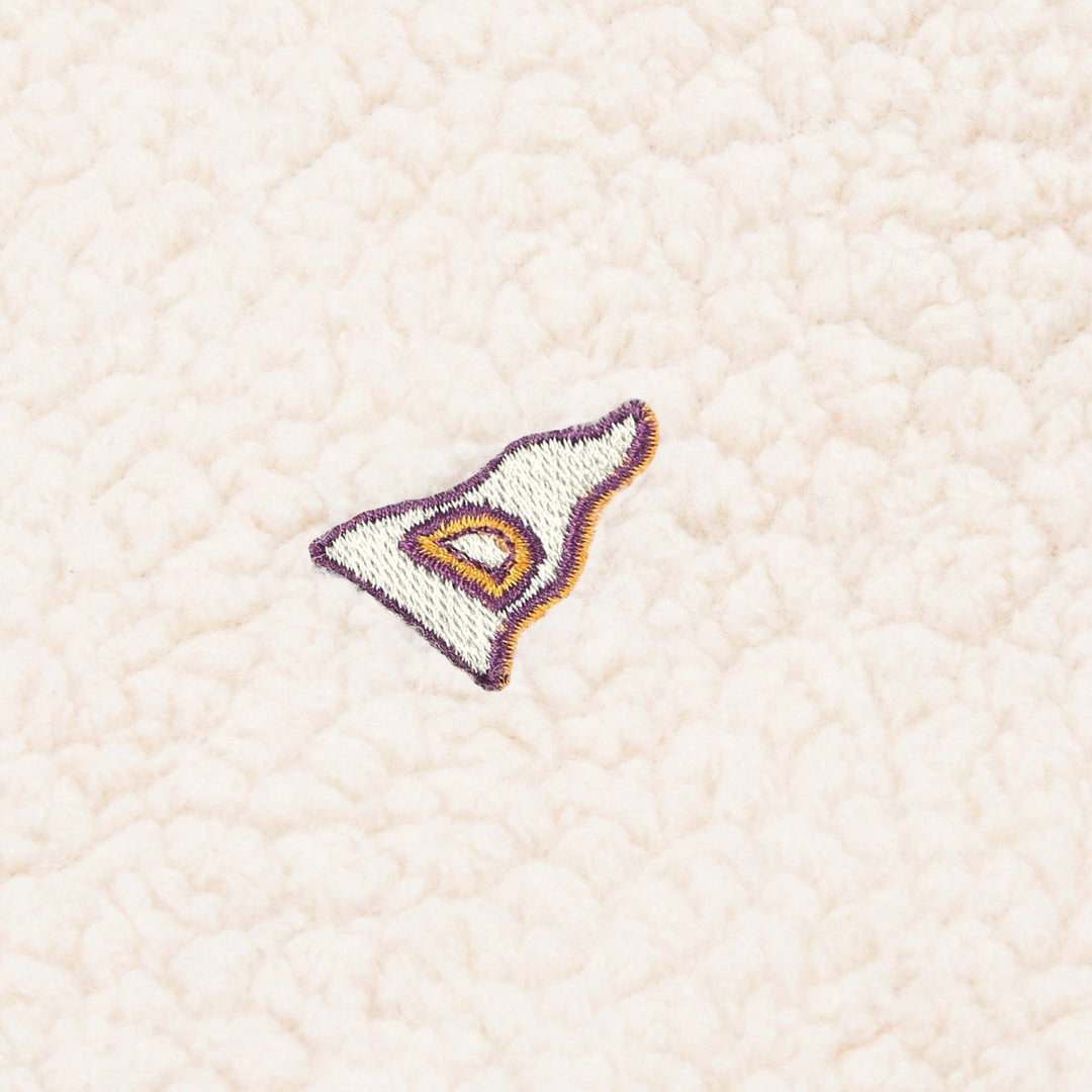 Ecru Boucle Wool Zip Fleece Jacket