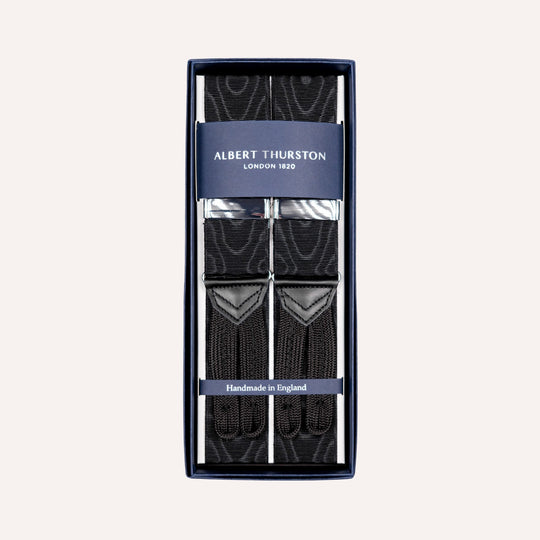 Black Silver James Bond Moiré 38 mm Braces
