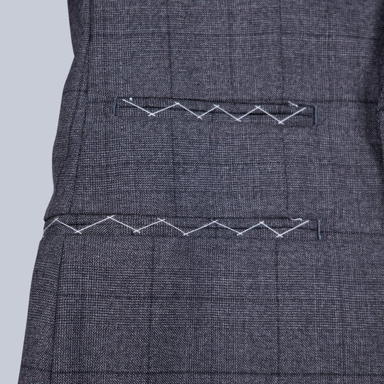 Grey Checked Double Breasted Suit