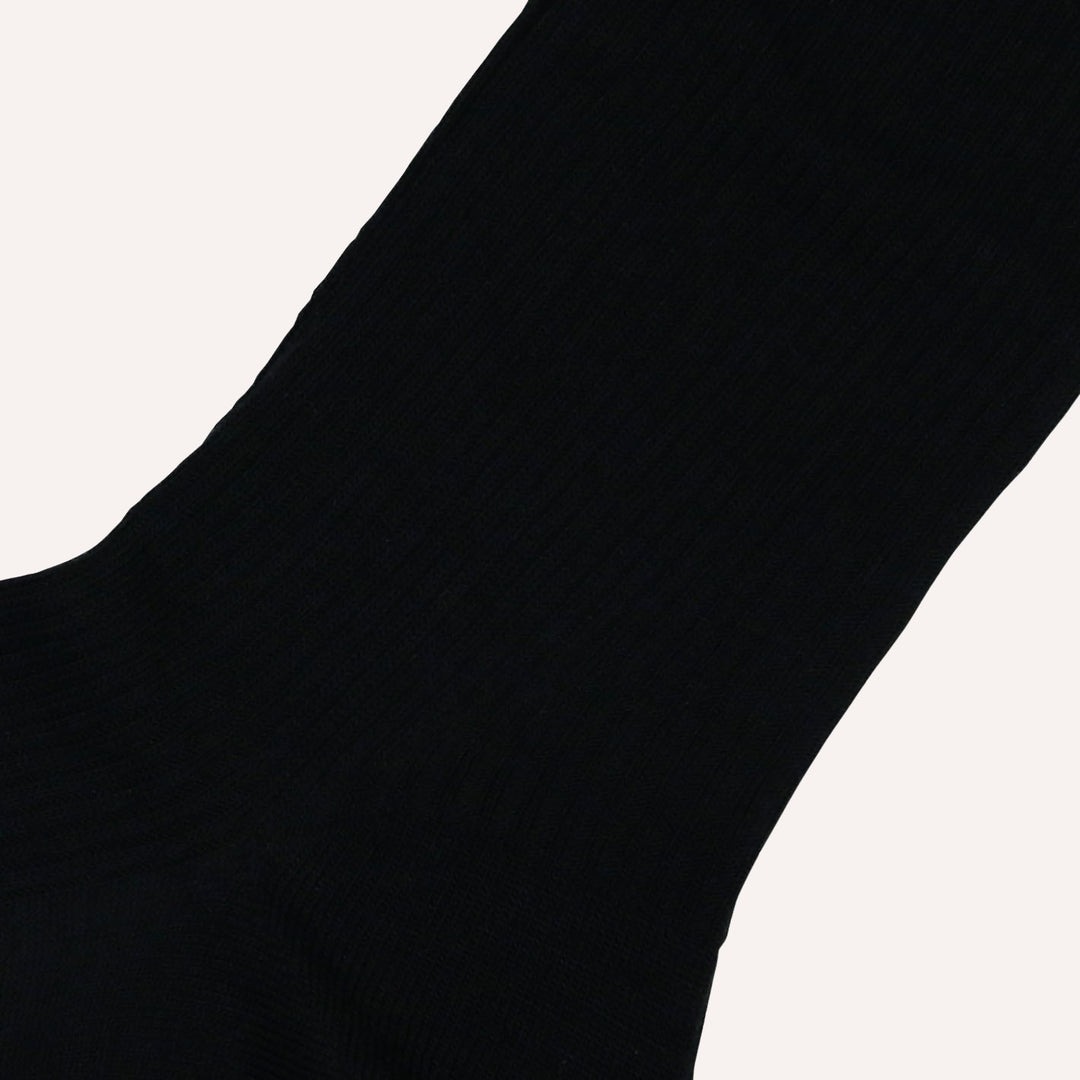 Black Ribbed Merino Wool Ankle Length Socks