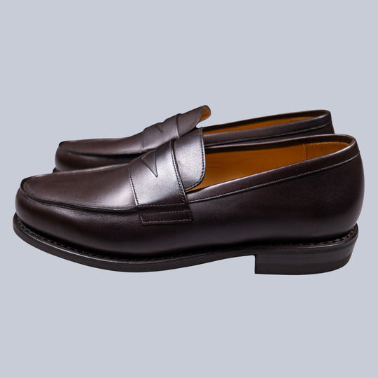 Brown Leather Rubber Sole Adonis Loafers