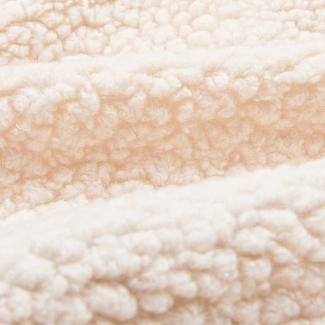 Ecru Boucle Wool Zip Fleece Jacket