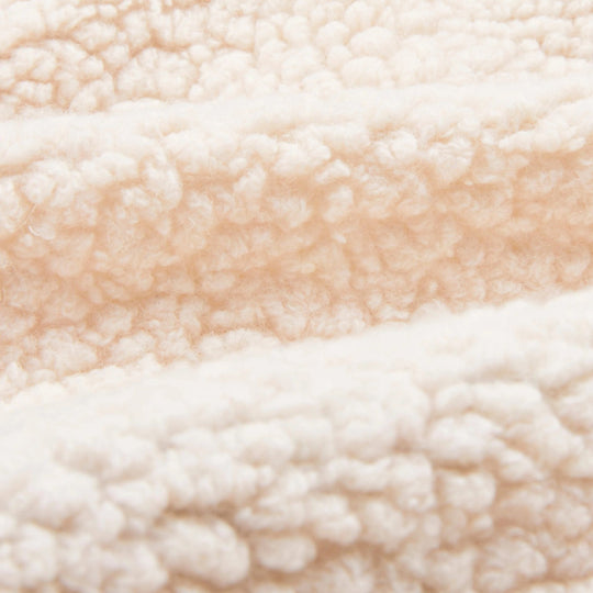 Ecru Boucle Wool Zip Fleece Jacket