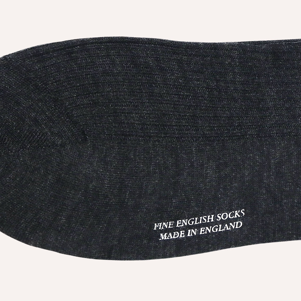 Charcoal Ribbed Merino Wool Ankle Length Socks