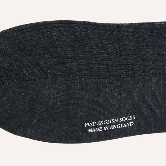 Charcoal Ribbed Merino Wool Ankle Length Socks