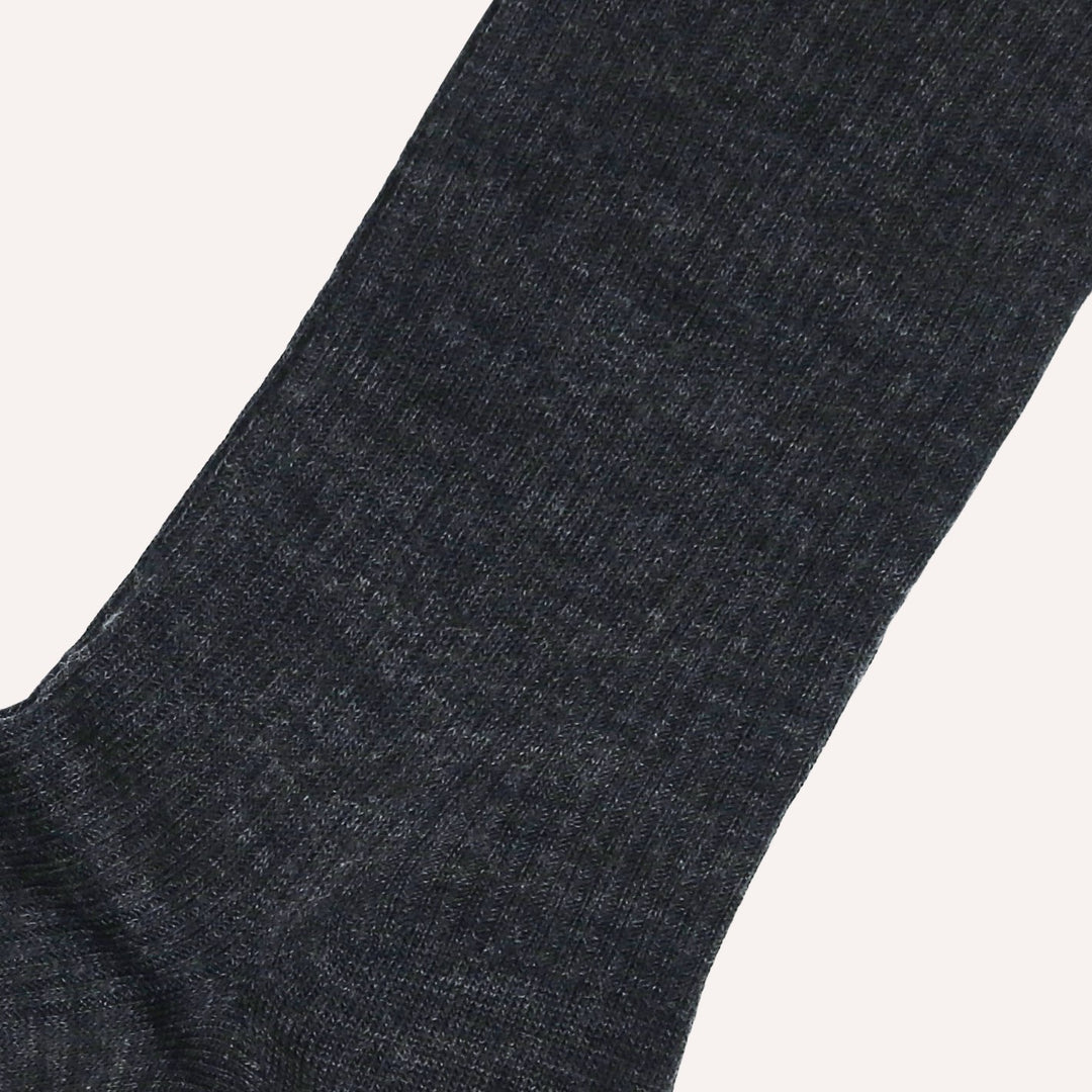 Charcoal Ribbed Merino Wool Ankle Length Socks