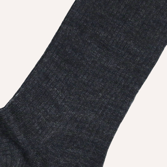 Charcoal Ribbed Merino Wool Ankle Length Socks