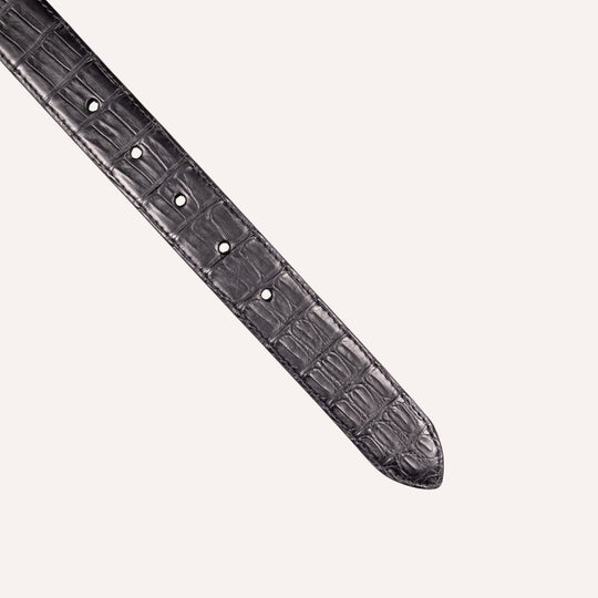 Black Crocodile Leather Brass Buckle 30mm Belt