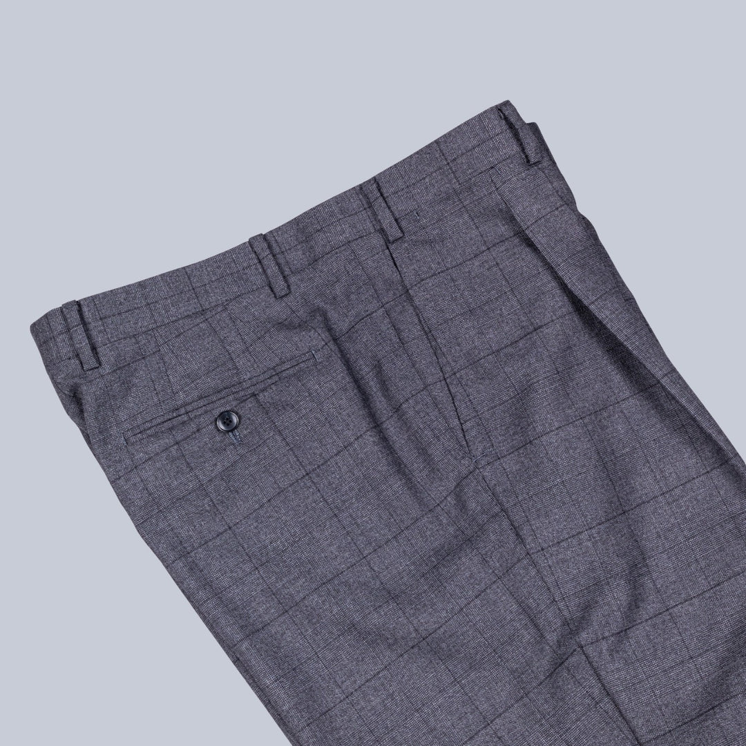 Grey Checked Double Breasted Suit