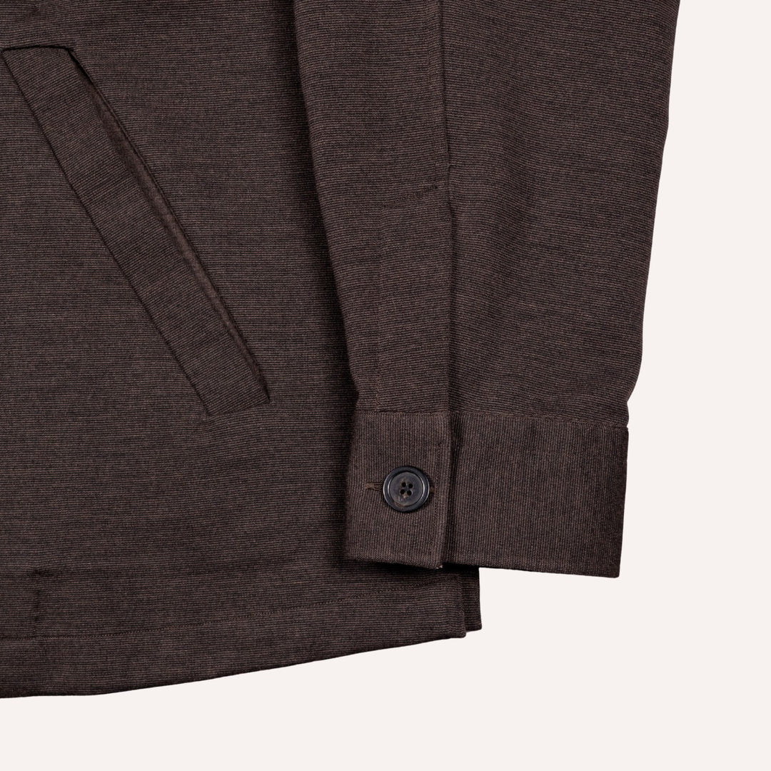 Brown Melange Wool Stretch Mandarin Nehru Jacket
