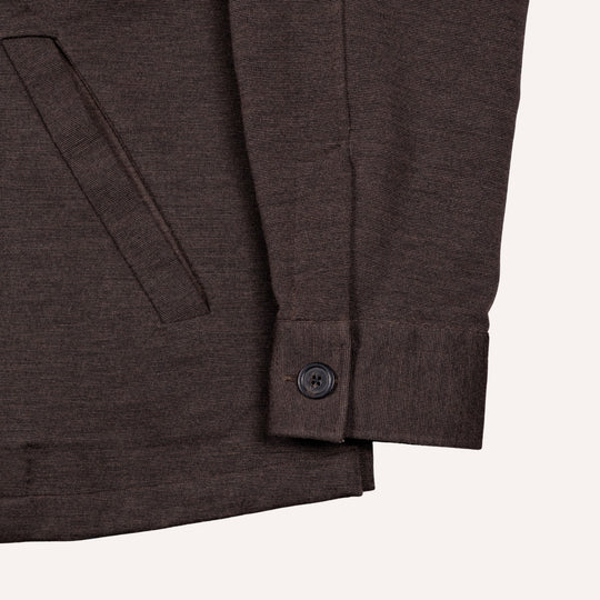 Brown Melange Wool Stretch Mandarin Nehru Jacket