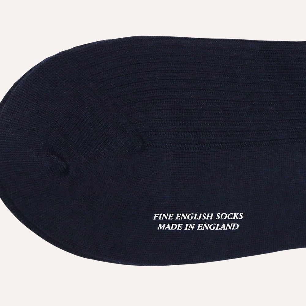 Navy Ribbed Merino Wool Over The Calf Socks