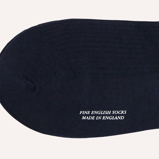 Navy Ribbed Merino Wool Over The Calf Socks