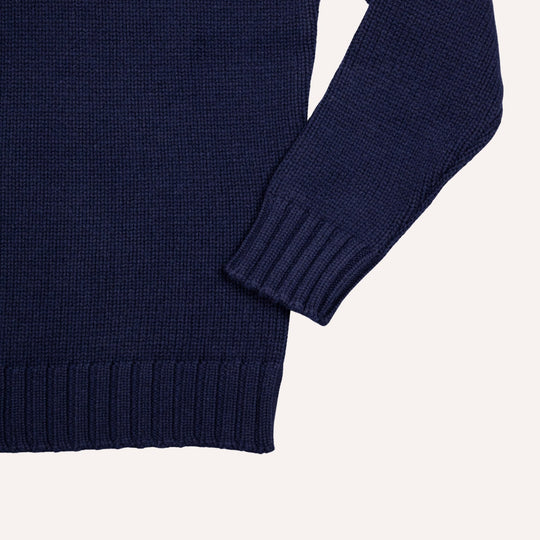 Navy Heavy Knitted Cashmere Roll Neck Sweater