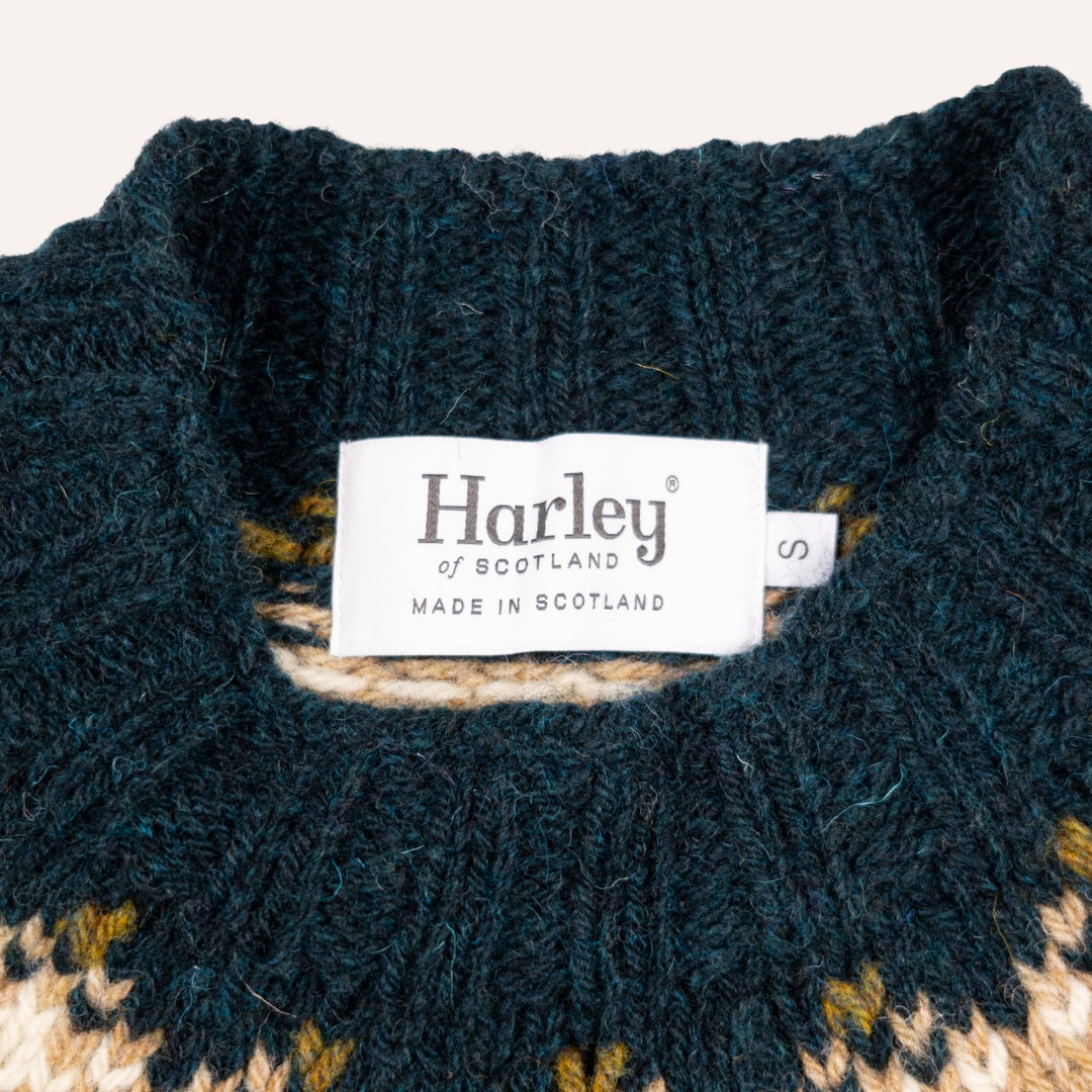 Beige Fair Isle Lambswool Crewneck Sweater