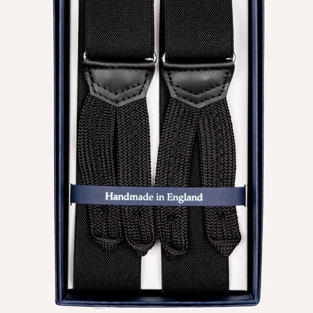 Black Silver Elastic 35 mm Braces