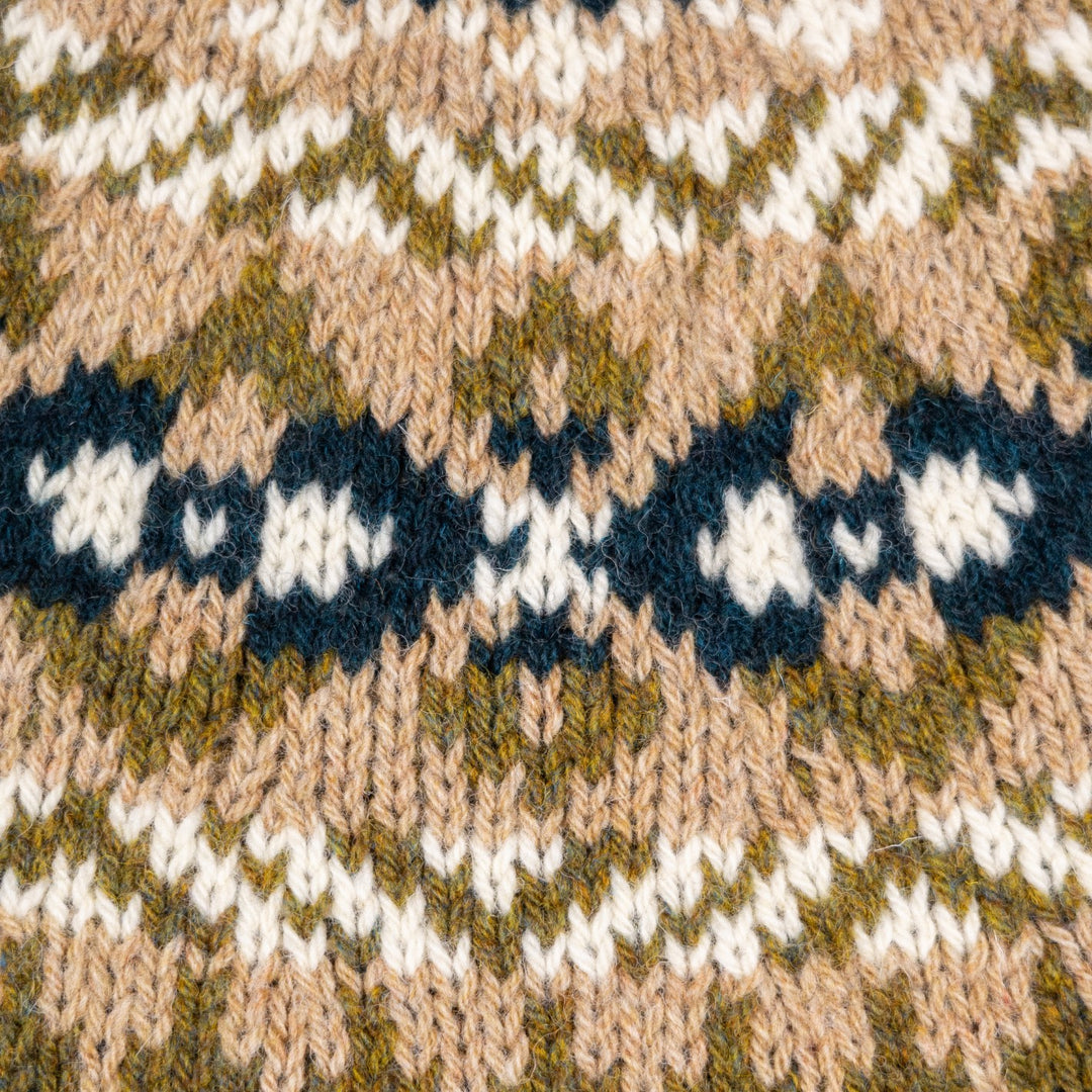 Beige Fair Isle Lambswool Crewneck Sweater
