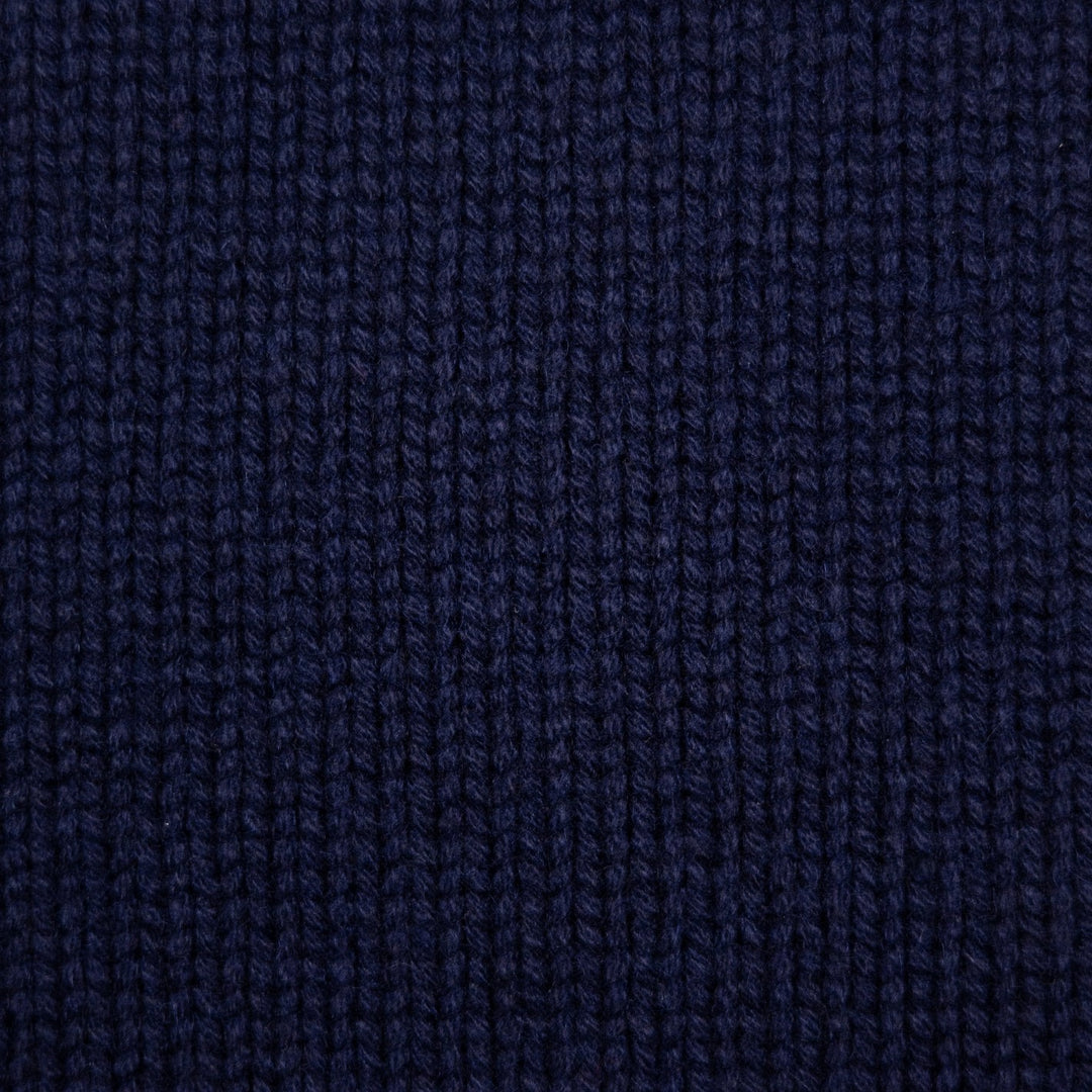 Navy Heavy Knitted Cashmere Roll Neck Sweater