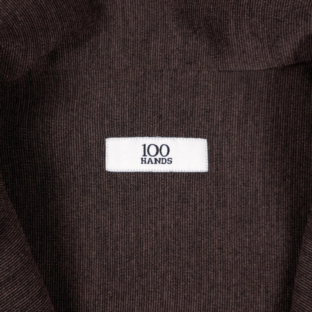 Brown Melange Wool Stretch Mandarin Nehru Jacket