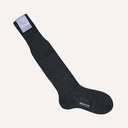 Charcoal Wool Blend Over The Calf Socks
