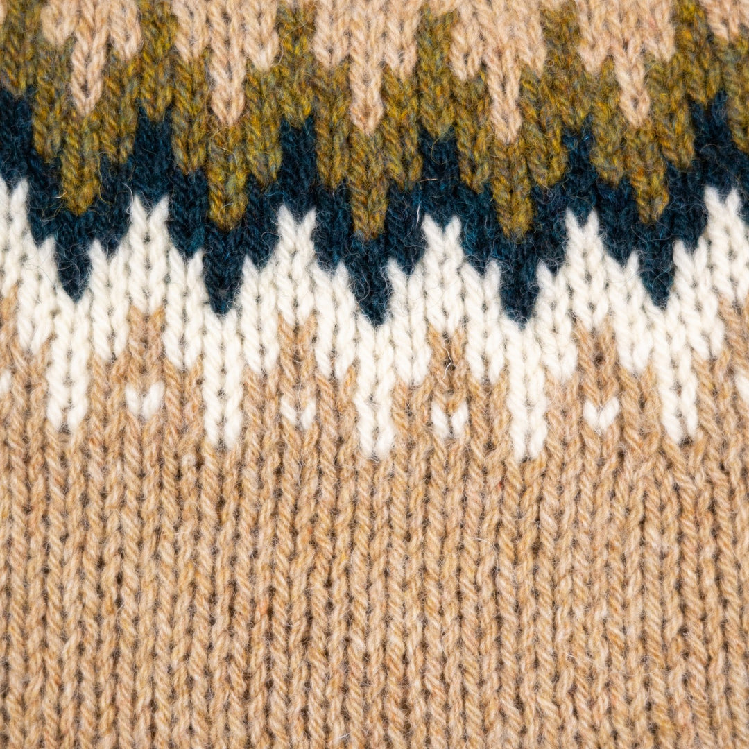 Beige Fair Isle Lambswool Crewneck Sweater