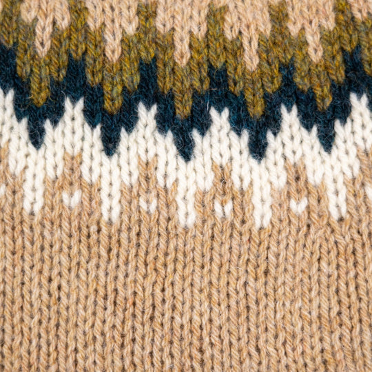 Beige Fair Isle Lambswool Crewneck Sweater