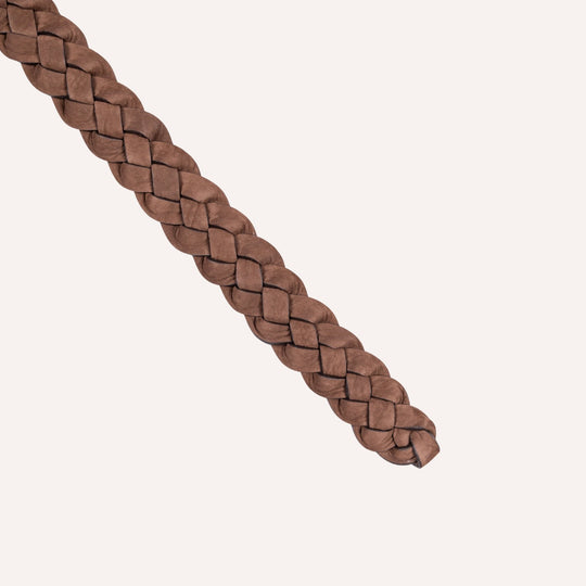Brown Nubuck Woven Brass Buckle 30mm Belt