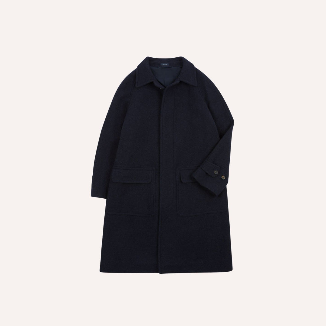 Navy Wool Raglan Coat