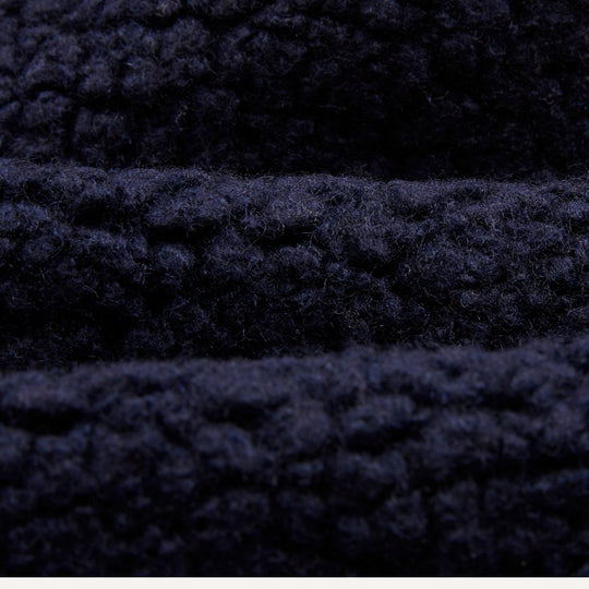 Navy Boucle Wool Zip Fleece Jacket