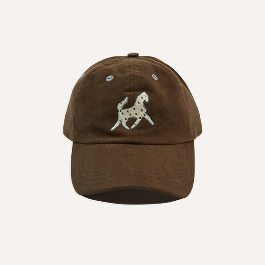 Brown Horse Applique Moleskin Baseball Cap