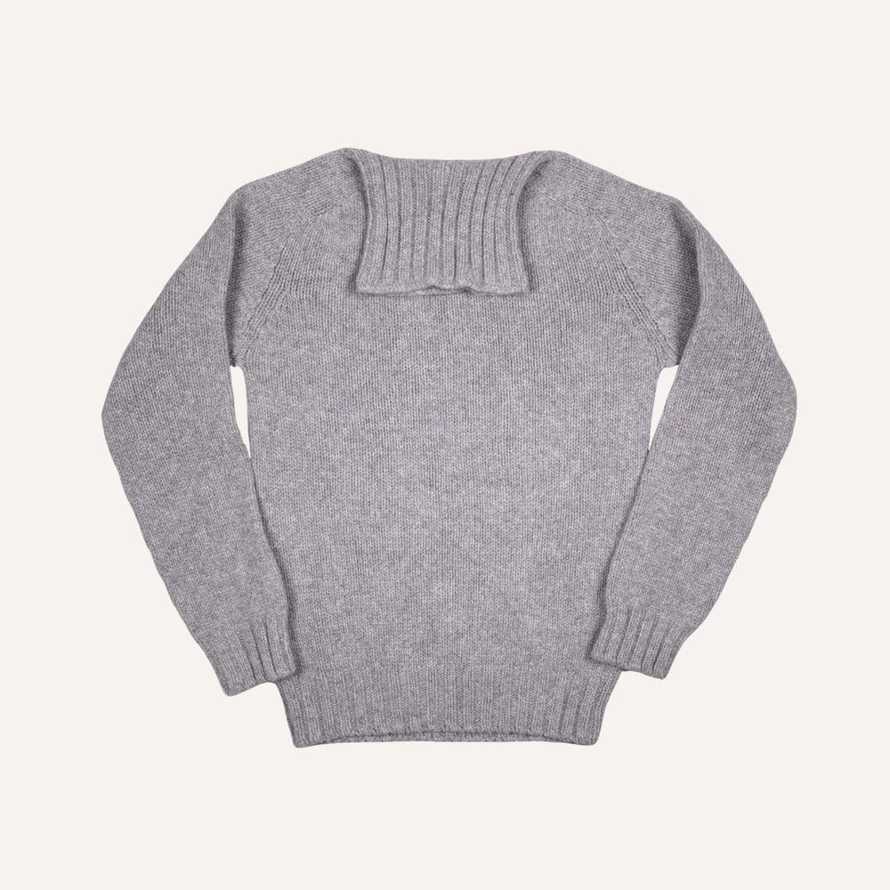 Flannel Grey Lambswool Roll Neck Sweater