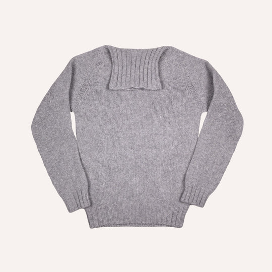 Flannel Grey Lambswool Roll Neck Sweater