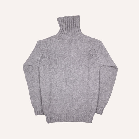 Flannel Grey Lambswool Roll Neck Sweater