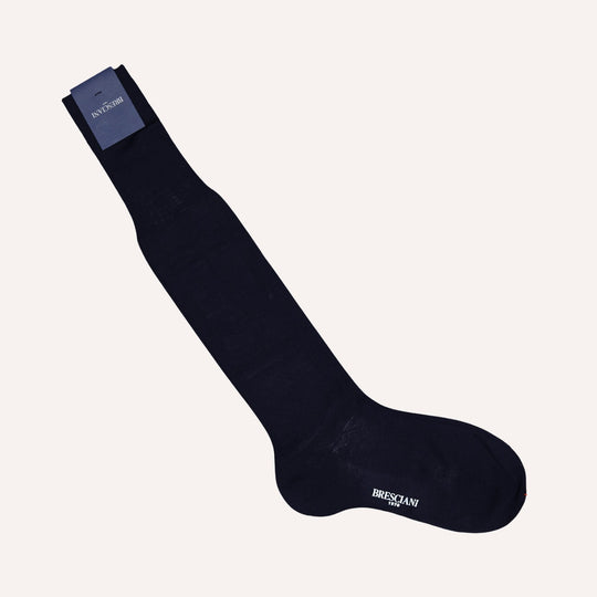 Navy Wool Blend Over The Calf Socks
