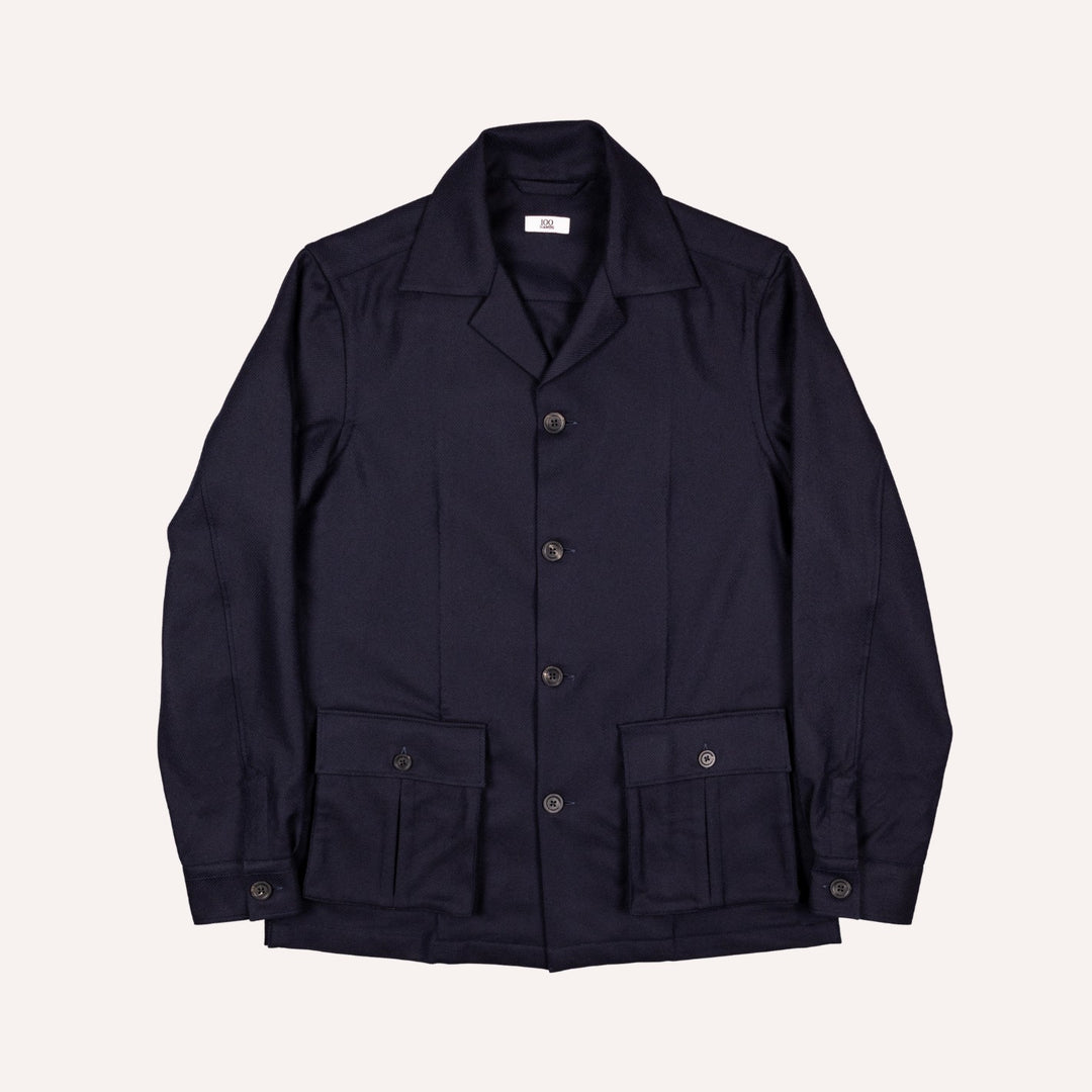 Navy Herringbone Wool Cashmere Traveller Jacket