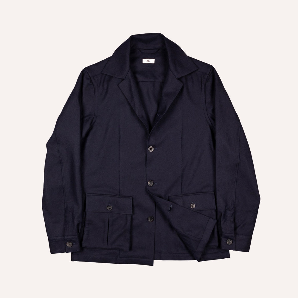 Navy Herringbone Wool Cashmere Traveller Jacket
